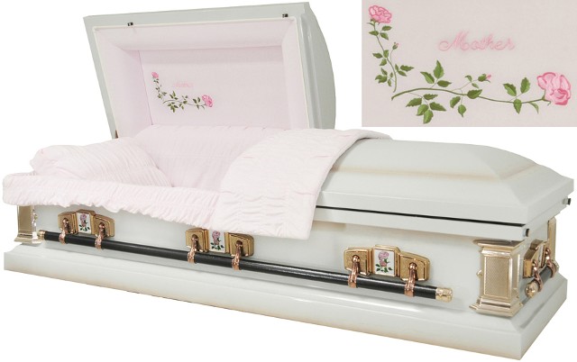 Mother Casket - Eggshell White w/ Lt Pink Accents Mother Casket - Eggshell White w/ Lt Pink Accents